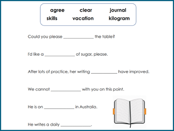 Spelling: words in sentences