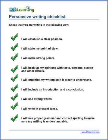 persuasive writing checklist