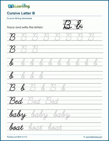 B In Cursive Writing