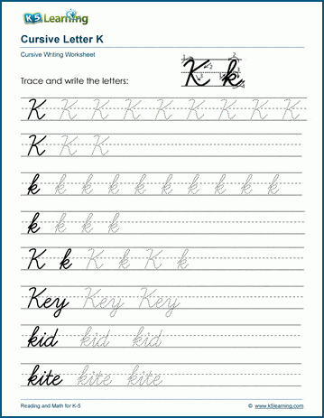 Cursive Writing Letter K K5 Learning