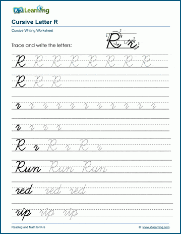 Cursive writing worksheet: The letter R