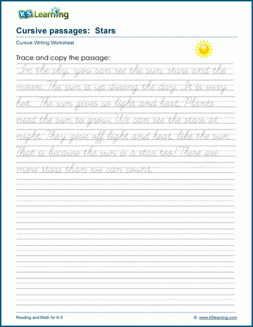 Cursive writing story - stars