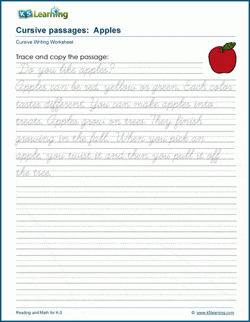 Cursive writing story - apples
