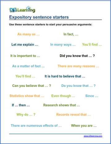 expository writing topic sentence