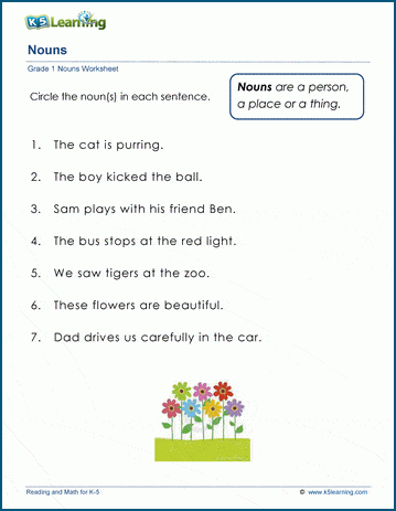 Nouns worksheet: person place or thing | K5 Learning