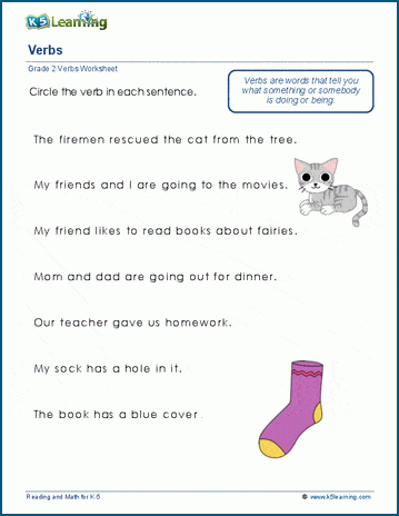 Identifying verbs worksheets | K5 Learning