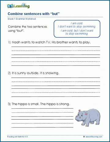 Combine sentences with "but" worksheet
