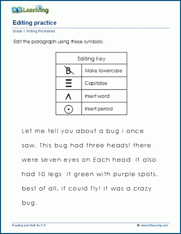 Editing paragraphs worksheets | K5 Learning
