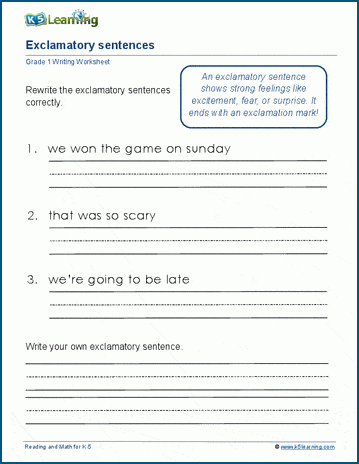 Write Exclamatory Sentences Worksheet