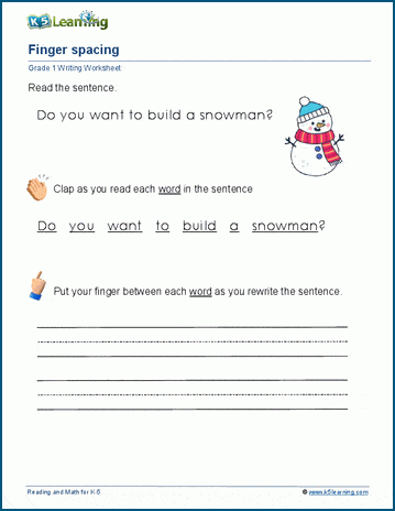 Spacing Between Words Worksheet