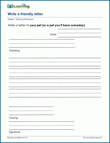 Grade 1 letter writing prompts