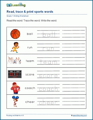 Read, trace & print words worksheet