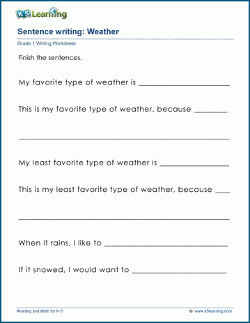 Grade 1 sentence writing prompts