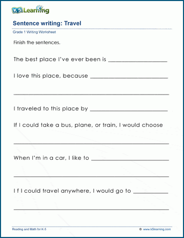 Grade 1 sentence writing prompts