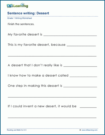 Grade 1 sentence writing prompts