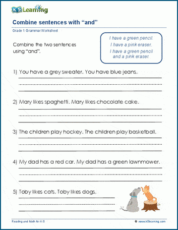 Grade 1 Sentences Worksheets | K5 Learning