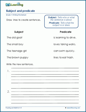 Subjects and Predicates Worksheet