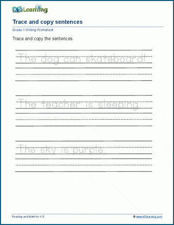 Trace and Write Sentences Worksheet