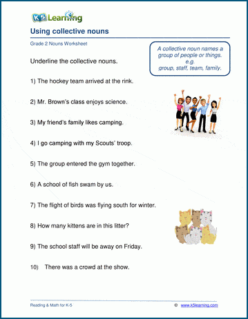 Collective nouns worksheets | K5 Learning