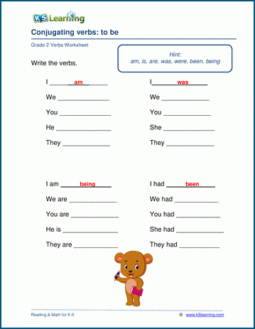 Conjugating verbs worksheets | K5 Learning