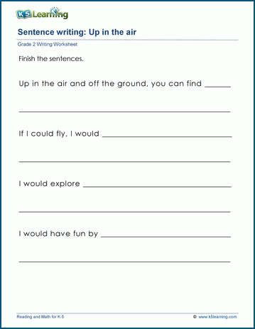 Sentence writing worksheet