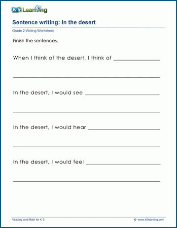 Sentence writing worksheet
