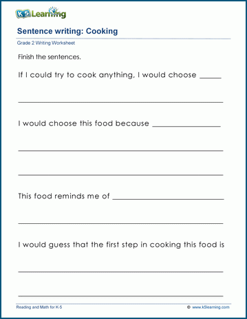 Sentence writing worksheets