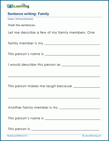 Sentence writing worksheet