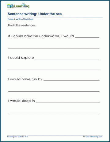 Sentence writing worksheet