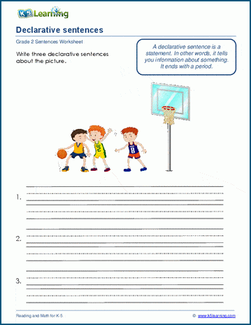 Write Declarative Sentences Worksheet