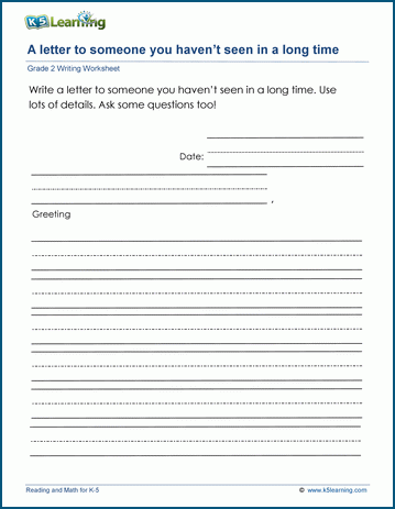 Letter writing prompts worksheet