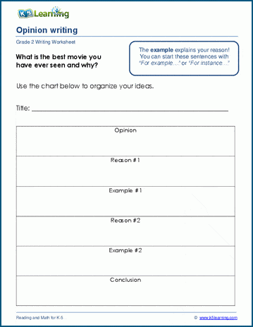 Opinion paragraph writing worksheet