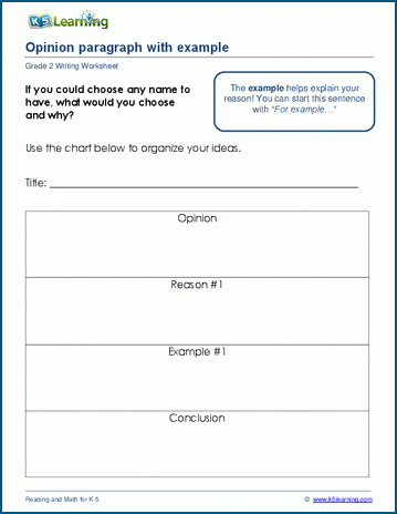 Opinion paragraph writing worksheet