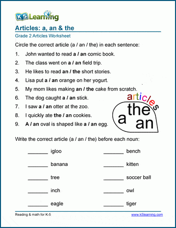 Sample grade 2 parts of speech worksheet
