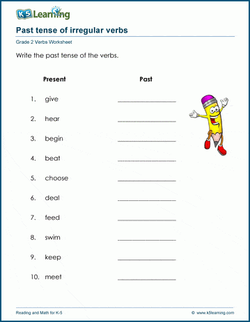 Writing irregular verbs worksheets | K5 Learning