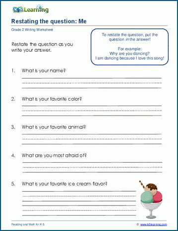 Restating the question worksheet