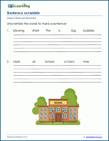 Scrambled sentences worksheet