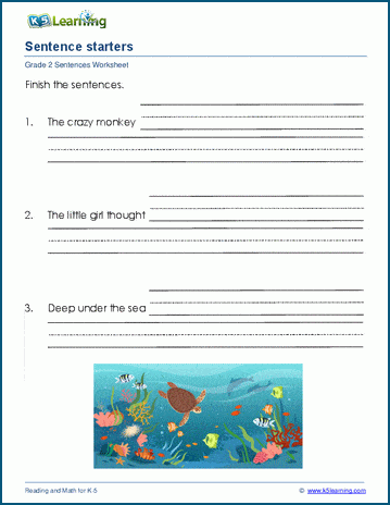 Sentence starters worksheets