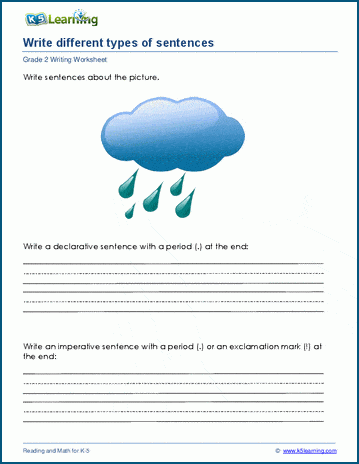 Four types of sentences worksheets