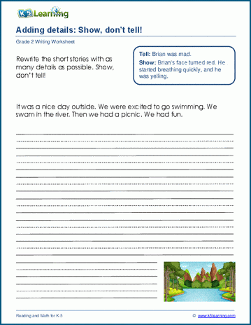 Show don't tell worksheets | K5 Learning