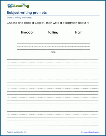 Subject writing prompts worksheet
