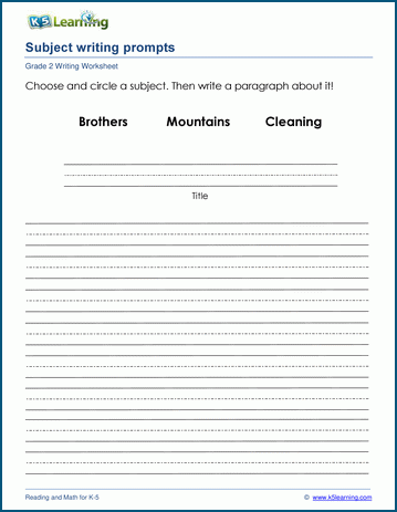 Subject writing prompts worksheet
