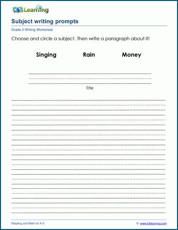 Subject writing prompts worksheet