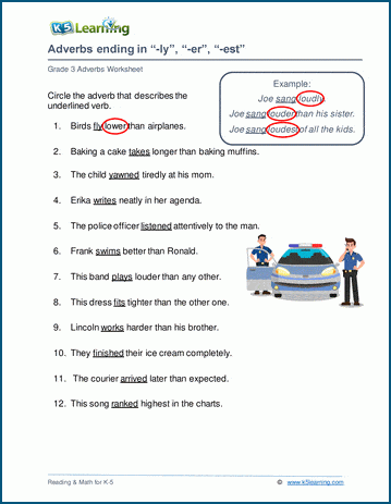 Comparative adverbs worksheets | K5 Learning