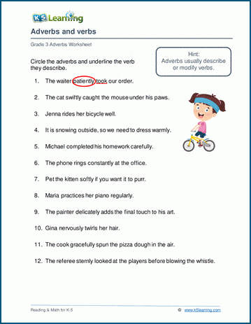 adverb worksheet class 3