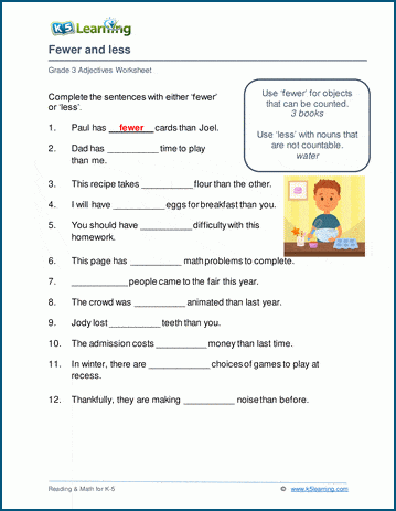 Adjectives worksheet: comparing with adjectives