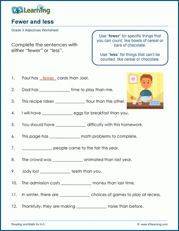 Adjectives worksheet: comparing with adjectives