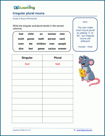 grade 3 grammar worksheets k5 learning