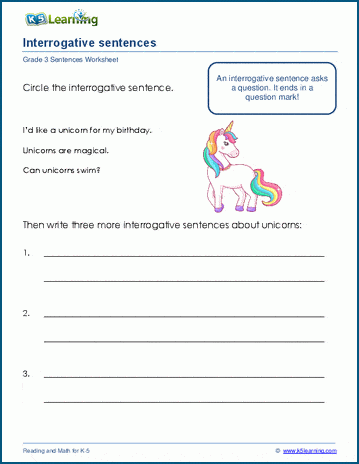 Write interrogative sentences worksheet