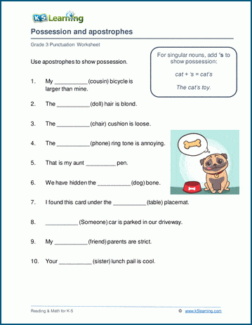 Possession and apostrophes worksheets